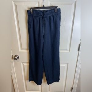 Talbots all linen wide leg Navy Pants